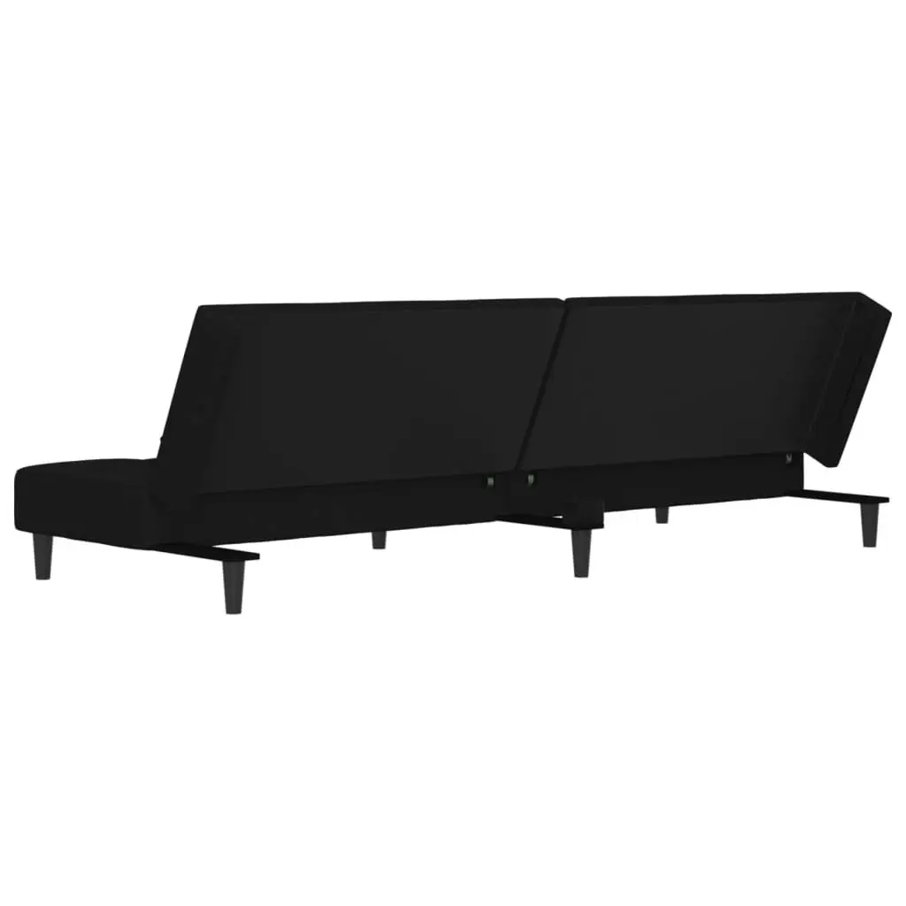 2-Seater Sofa Bed with Two Pillows Black Velvet 375812