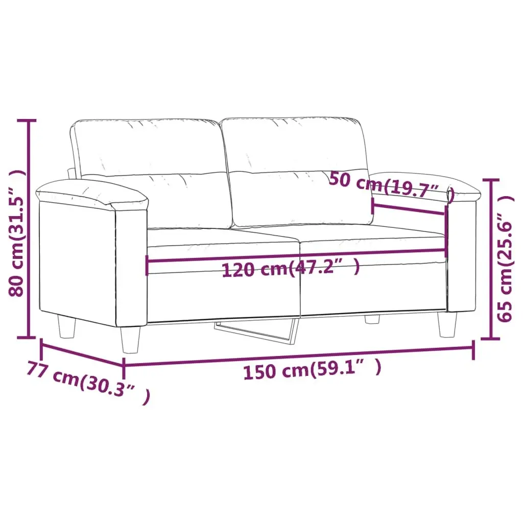 2-Seater Sofa Dark Grey 120 cm Microfibre Fabric 359557