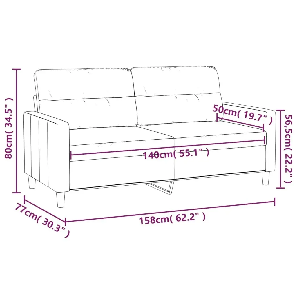 2-Seater Sofa Dark Grey 140 cm Fabric 359236