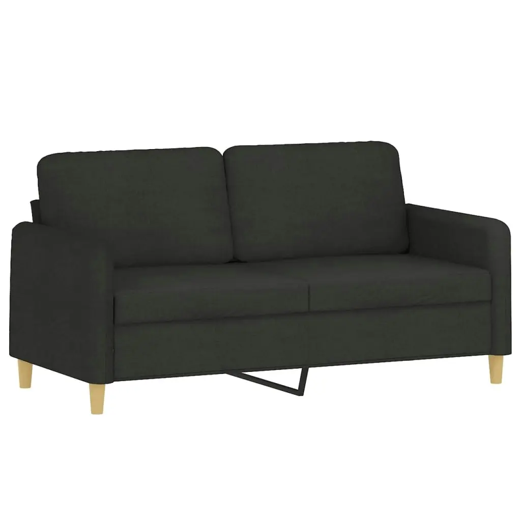 2 Piece Sofa Set with Cushions Black Fabric 3202090