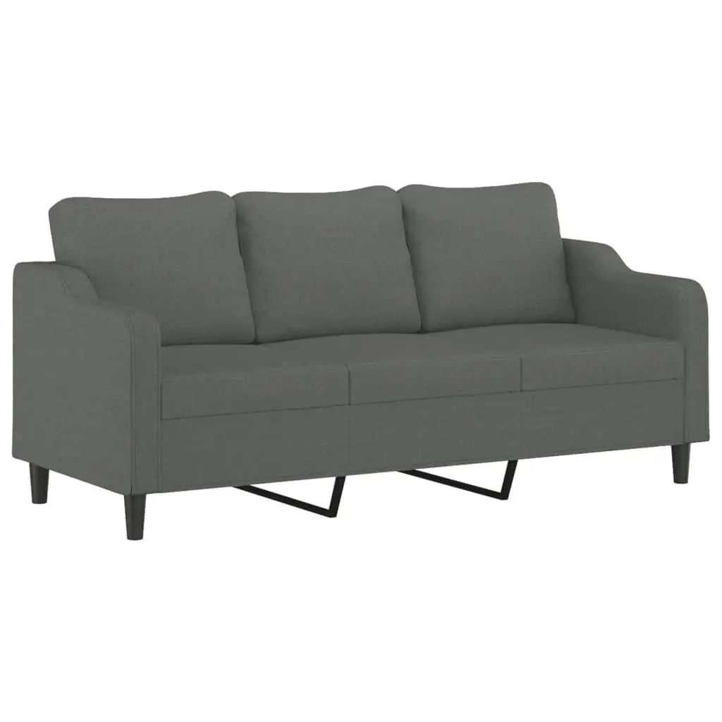 2 Piece Sofa Set with Pillows Dark Grey Fabric 3201851