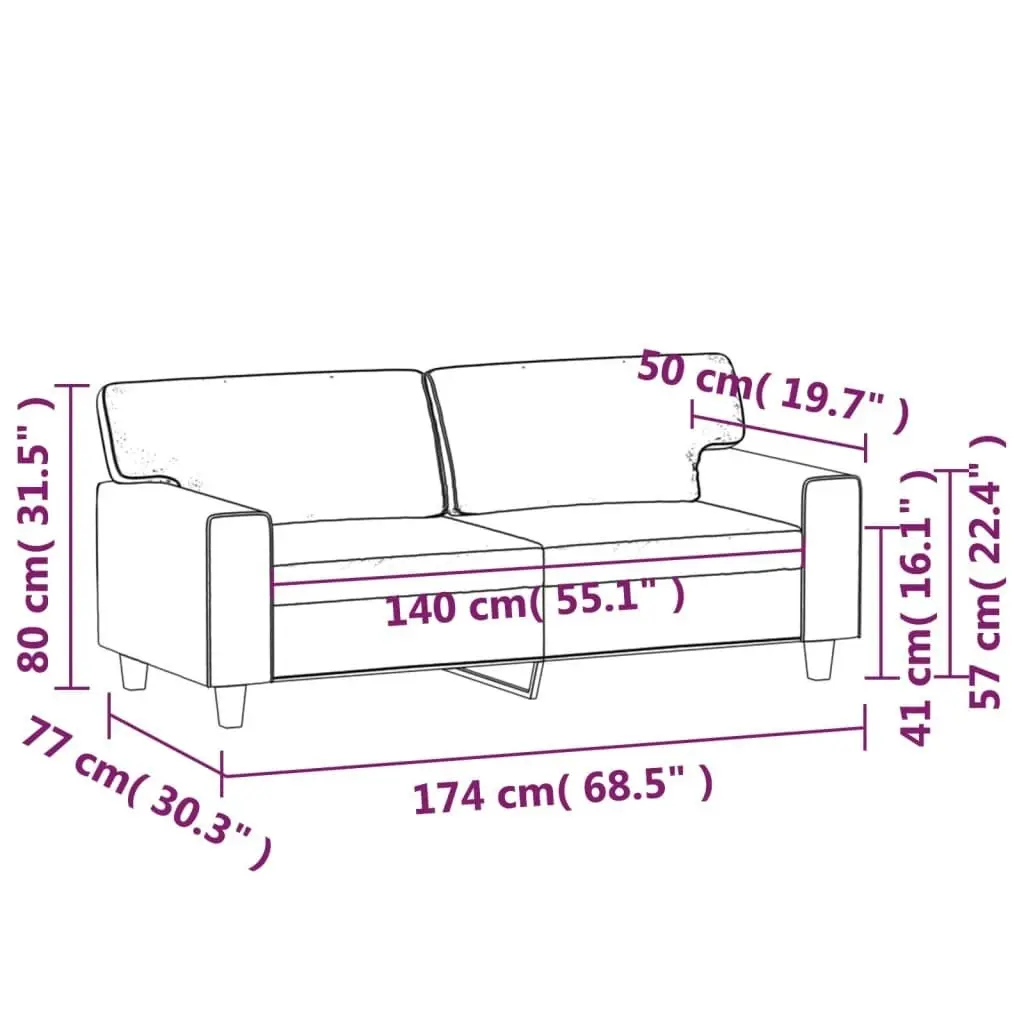 2-Seater Sofa Cappuccino 140 cm Faux Leather 359421