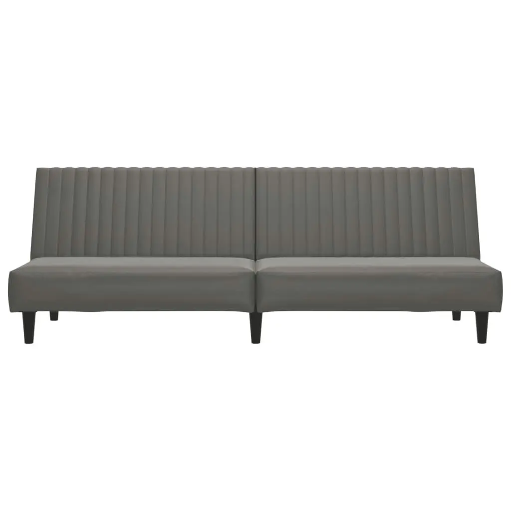 2-Seater Sofa Bed Grey Faux Leather 375949