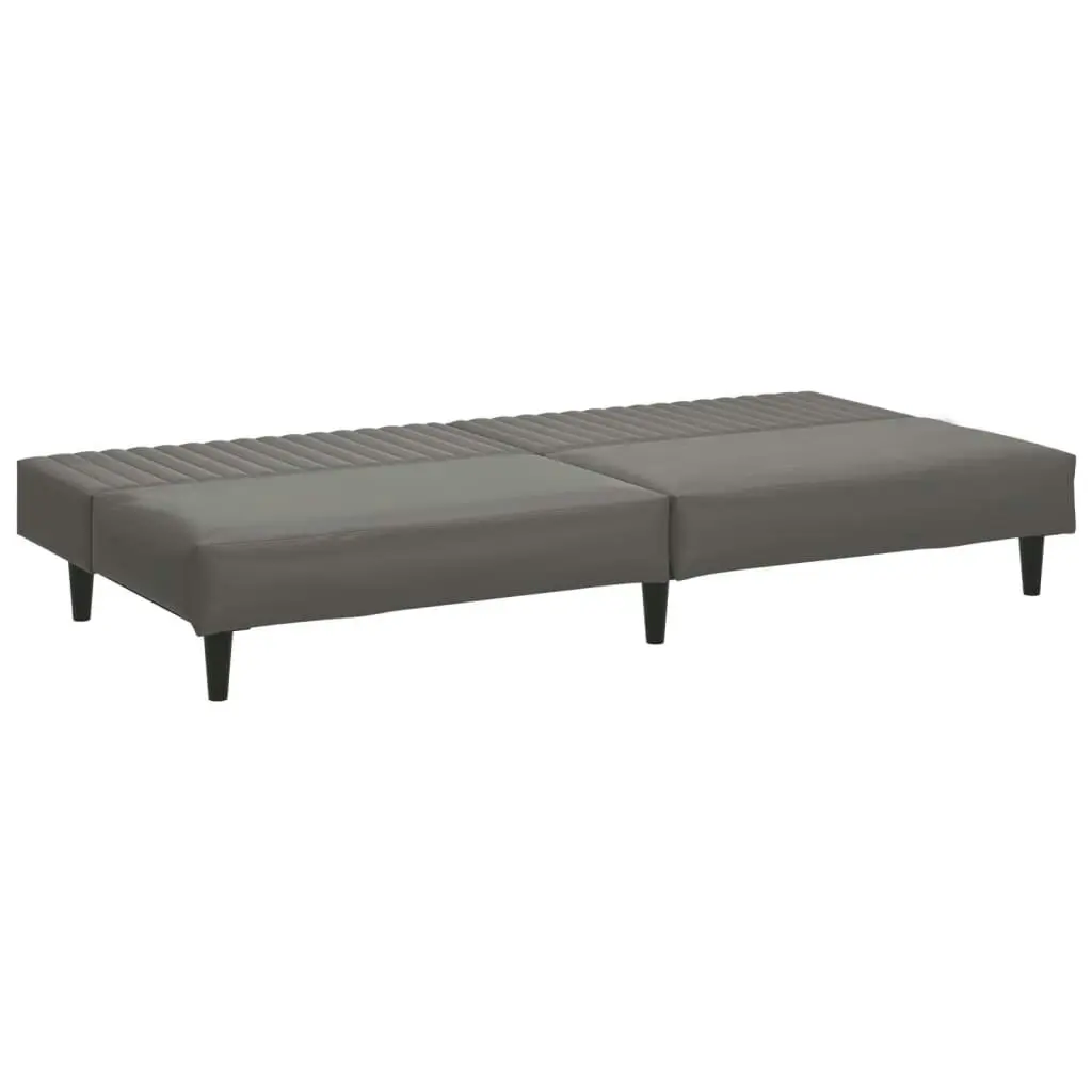 2-Seater Sofa Bed Grey Faux Leather 375949