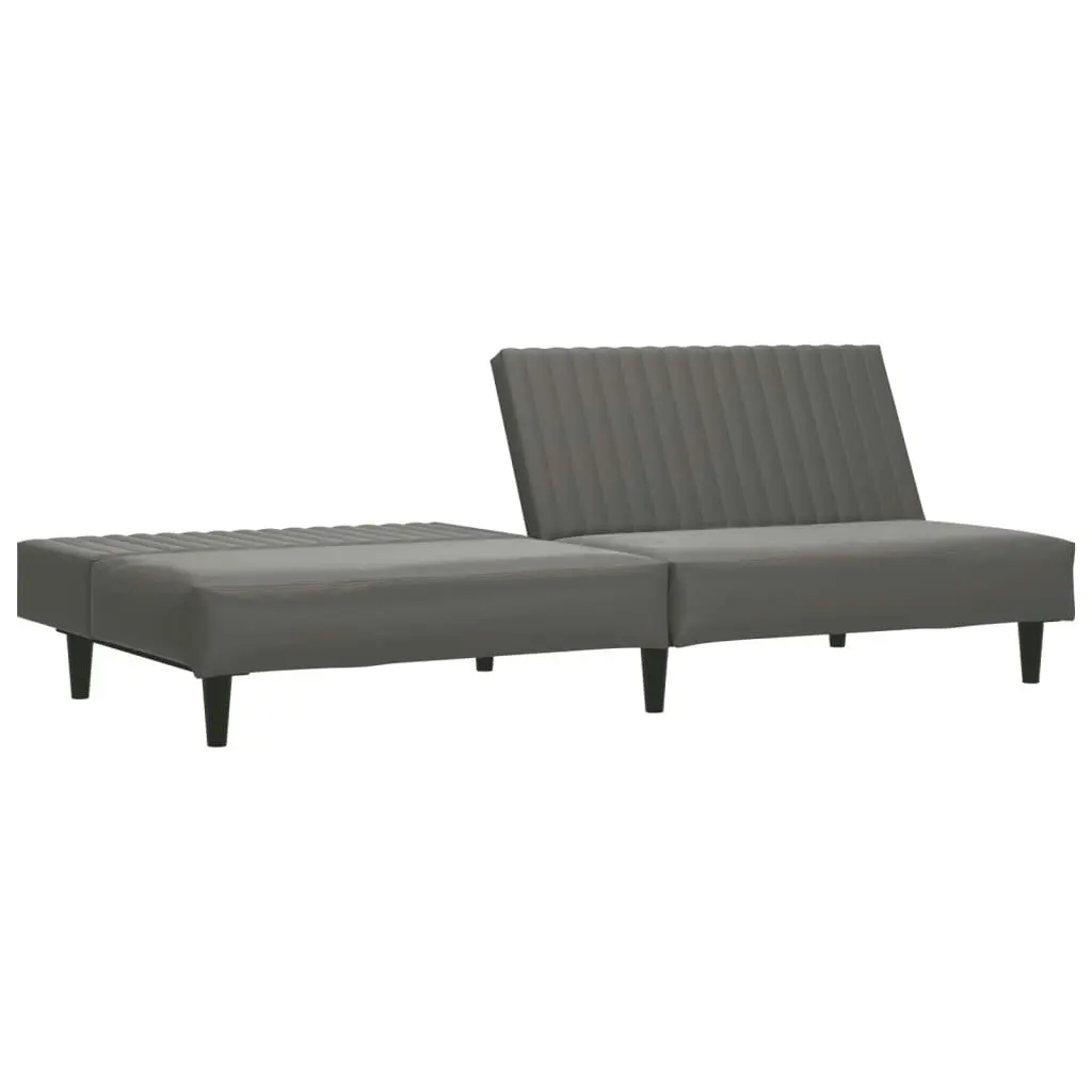 2-Seater Sofa Bed Grey Faux Leather 375949