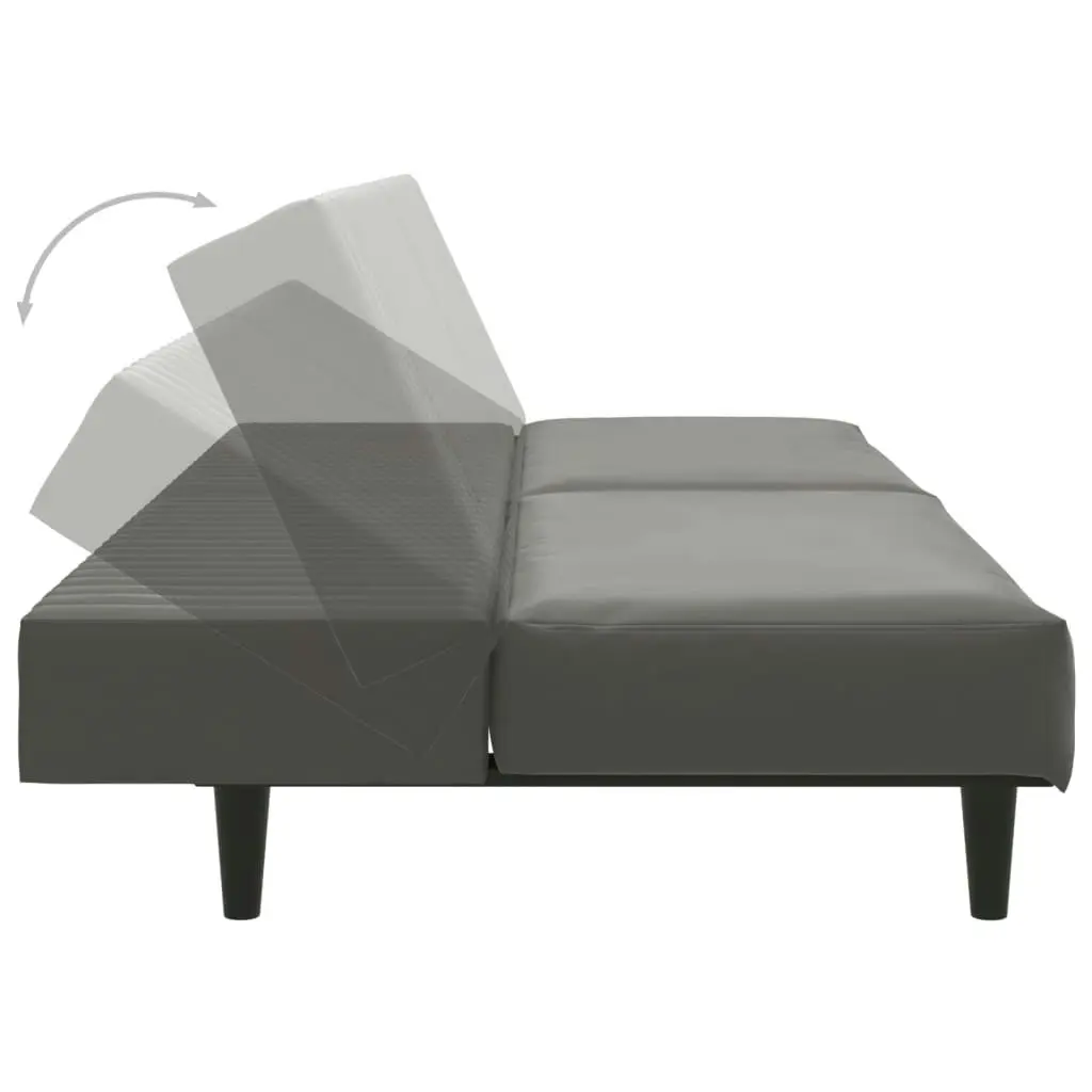 2-Seater Sofa Bed Grey Faux Leather 375949