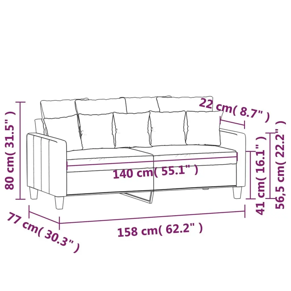 2-Seater Sofa Dark Grey 140 cm Fabric 359268