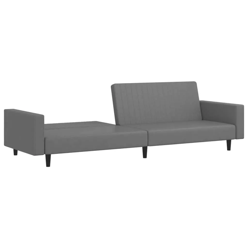 2-Seater Sofa Bed Grey Faux Leather 375953