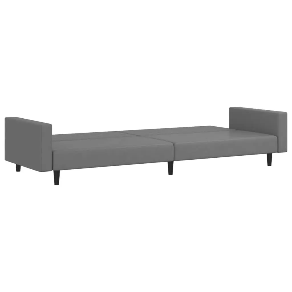 2-Seater Sofa Bed Grey Faux Leather 375953