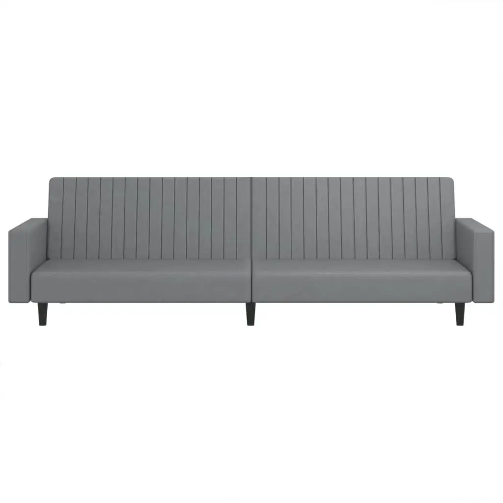 2-Seater Sofa Bed Grey Faux Leather 375953