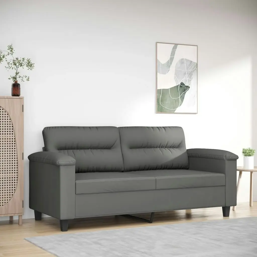 2-Seater Sofa Dark Grey 140 cm Microfibre Fabric 359563