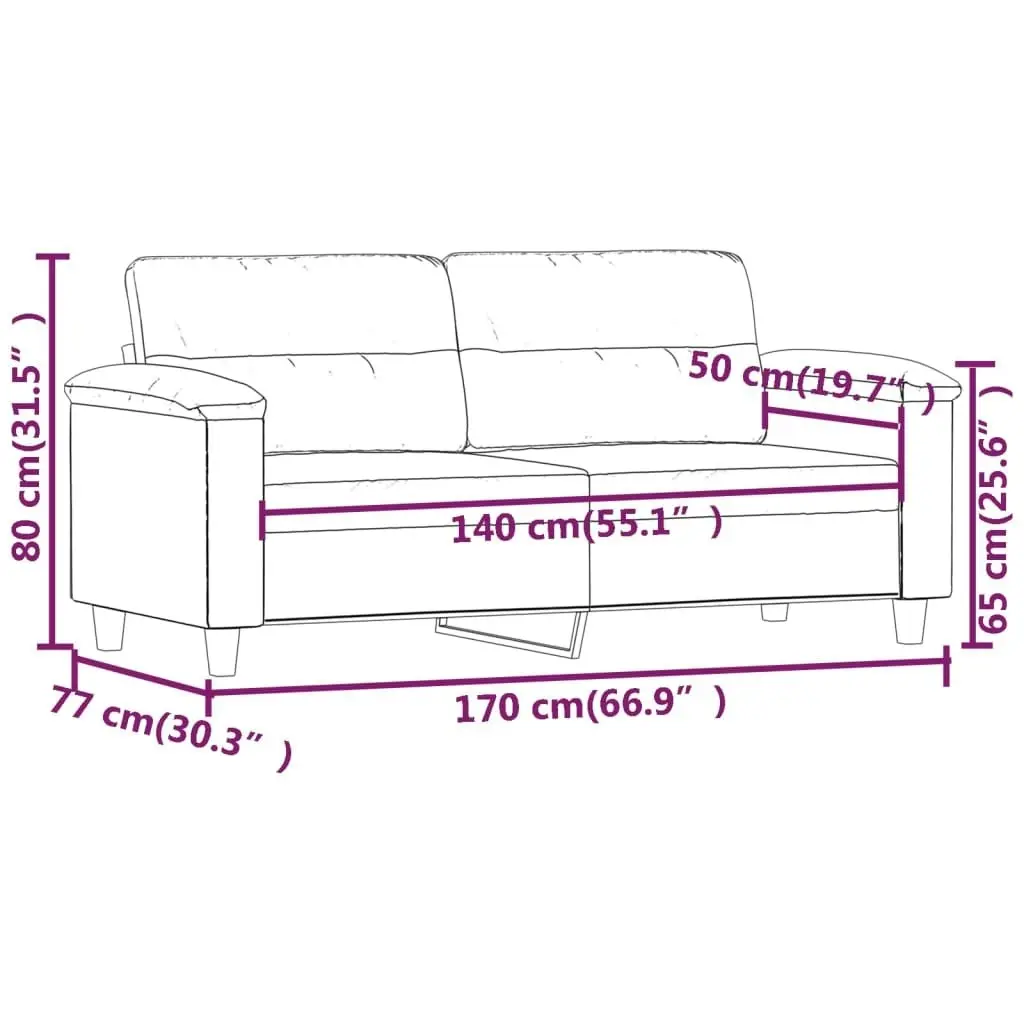 2-Seater Sofa Dark Grey 140 cm Microfibre Fabric 359563