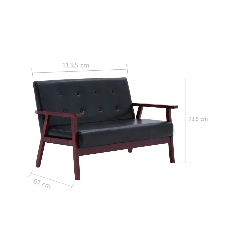 2-Seater Sofa Black Faux Leather 248642