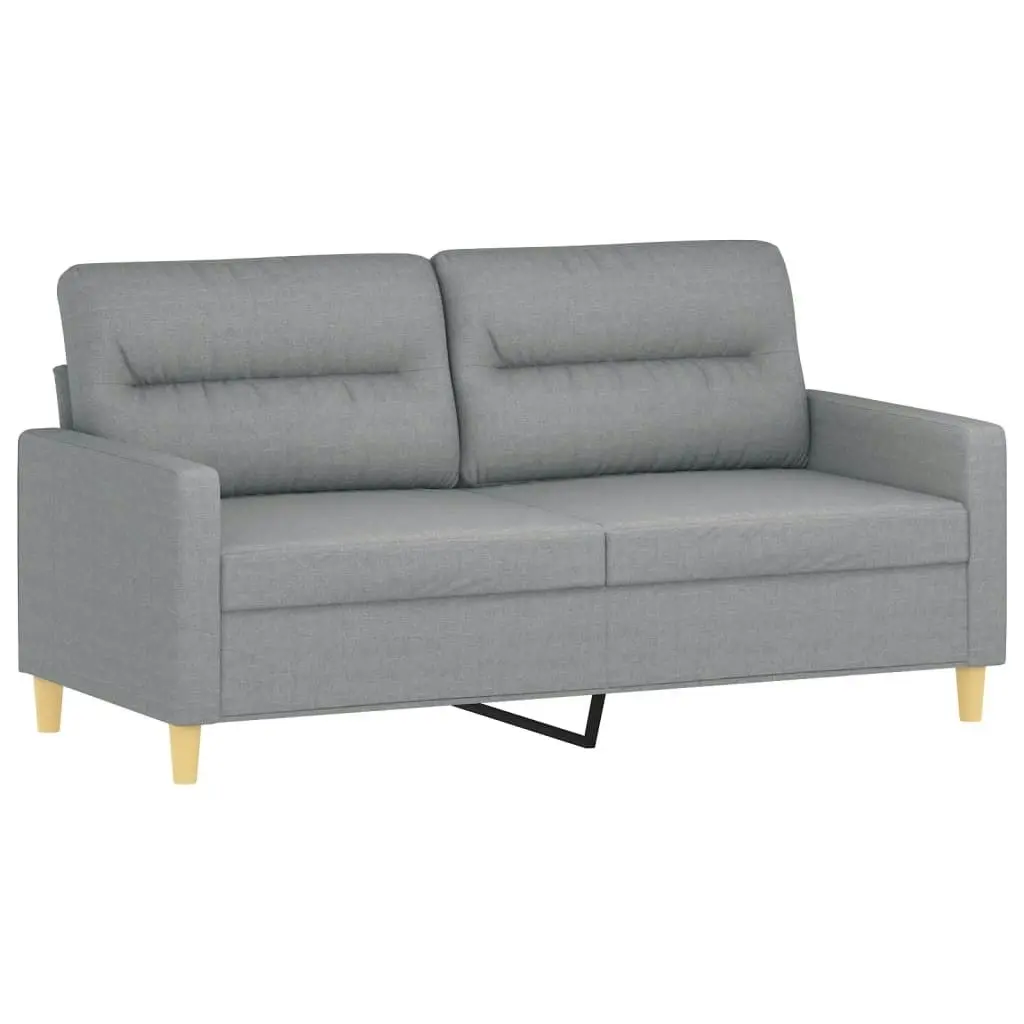 2 Piece Sofa Set with Pillows Light Grey Fabric 3201584