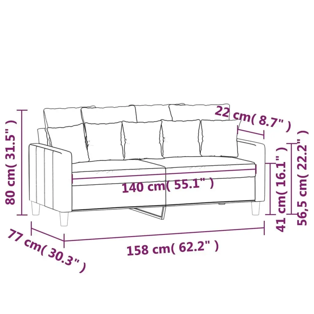 2-Seater Sofa Dark Grey 140 cm Velvet 359304