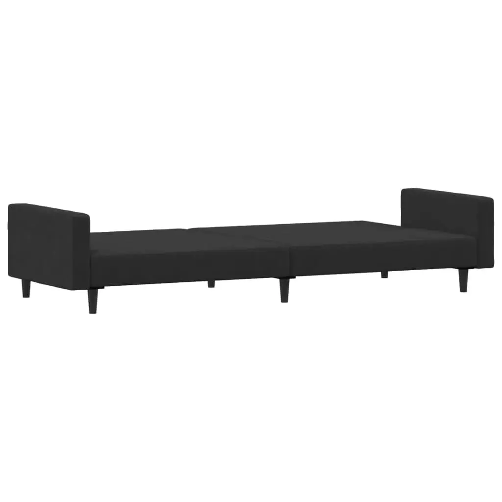 2-Seater Sofa Bed with Footstool Black Velvet 3216239