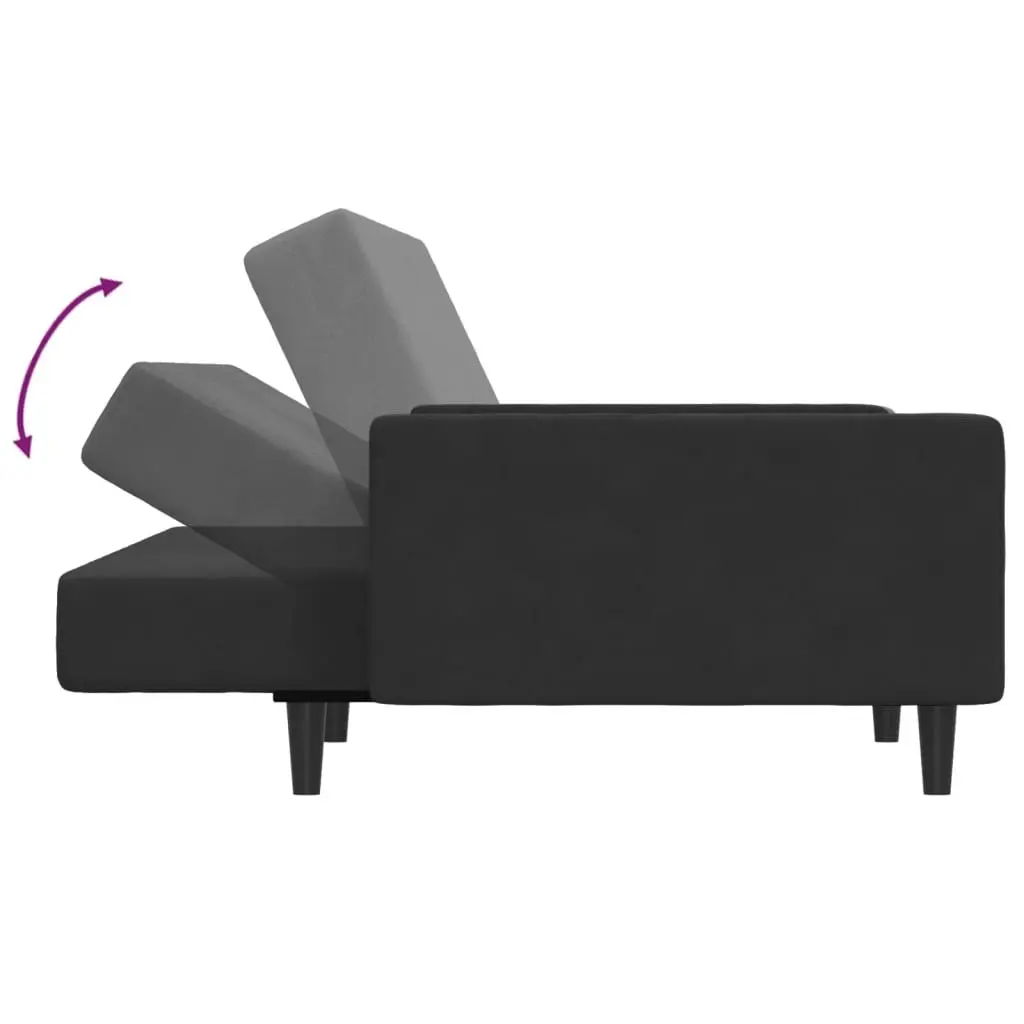 2-Seater Sofa Bed with Footstool Black Velvet 3216239