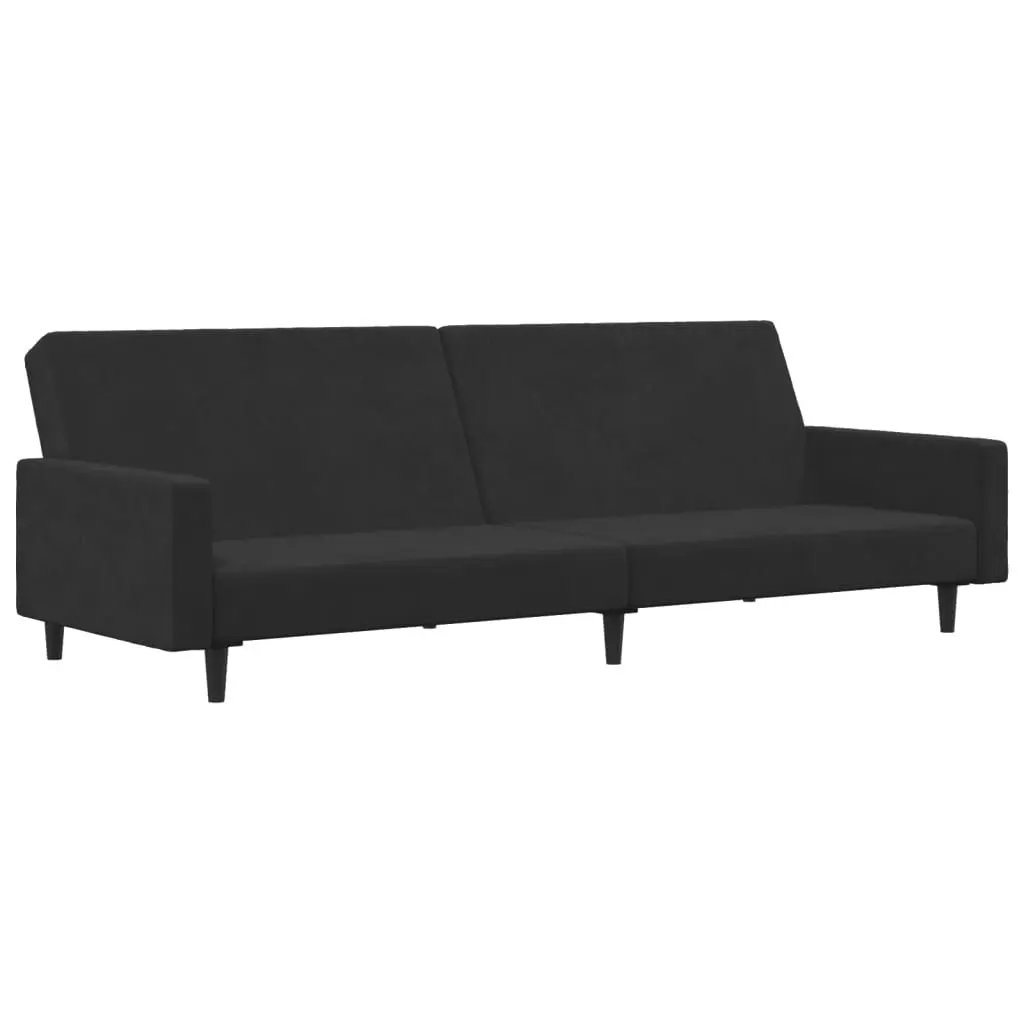 2-Seater Sofa Bed with Footstool Black Velvet 3216239