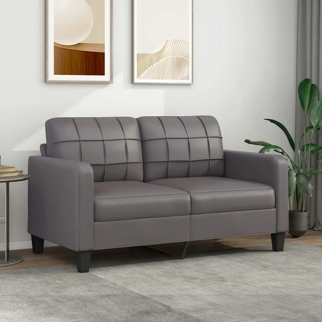 2-Seater Sofa Grey 140 cm Faux Leather 359119