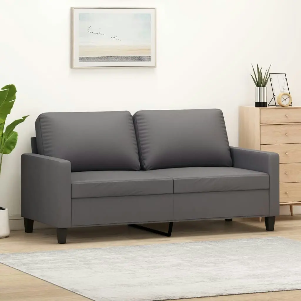 2-Seater Sofa Grey 140 cm Faux Leather 359139