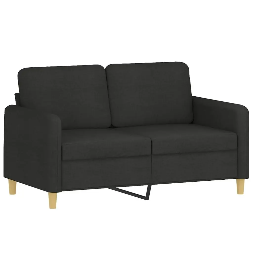 2 Piece Sofa Set with Pillows Black Fabric 3202106