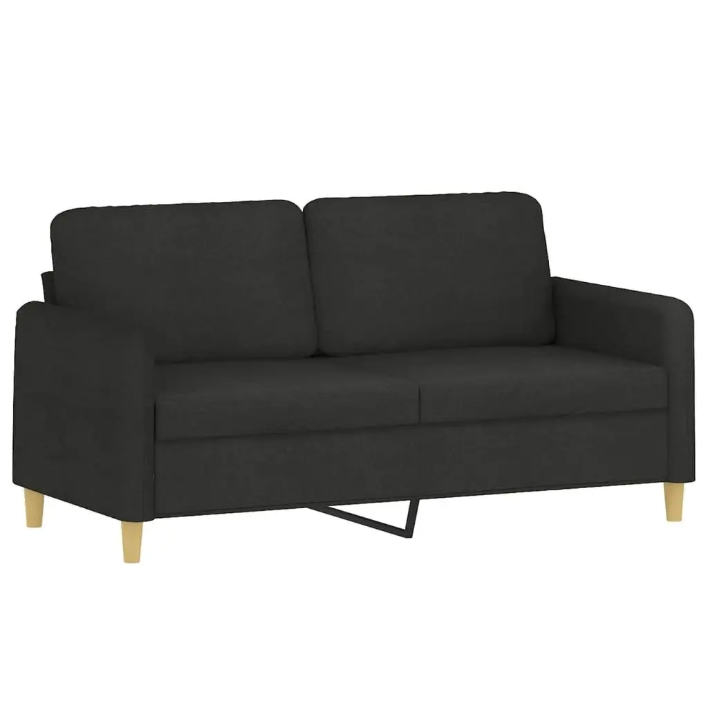 2 Piece Sofa Set with Pillows Black Fabric 3202106