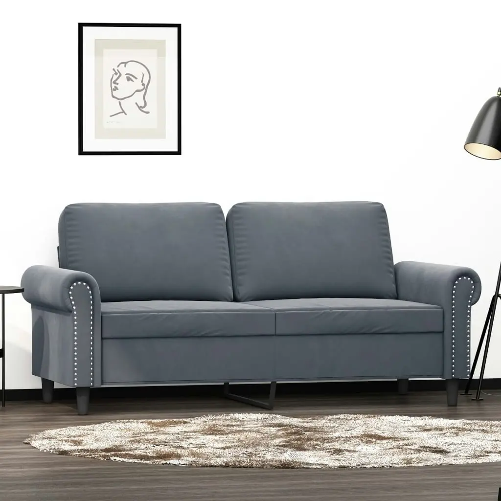 2-Seater Sofa Dark Grey 140 cm Velvet 359530