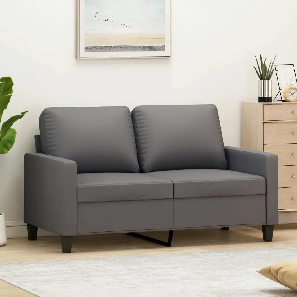 2-Seater Sofa Grey 120 cm Faux Leather 359134