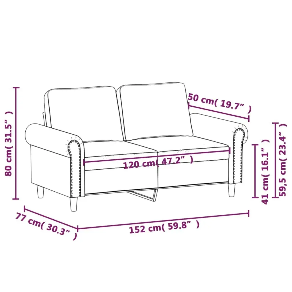 2-Seater Sofa Light Grey 120 cm Velvet 359519