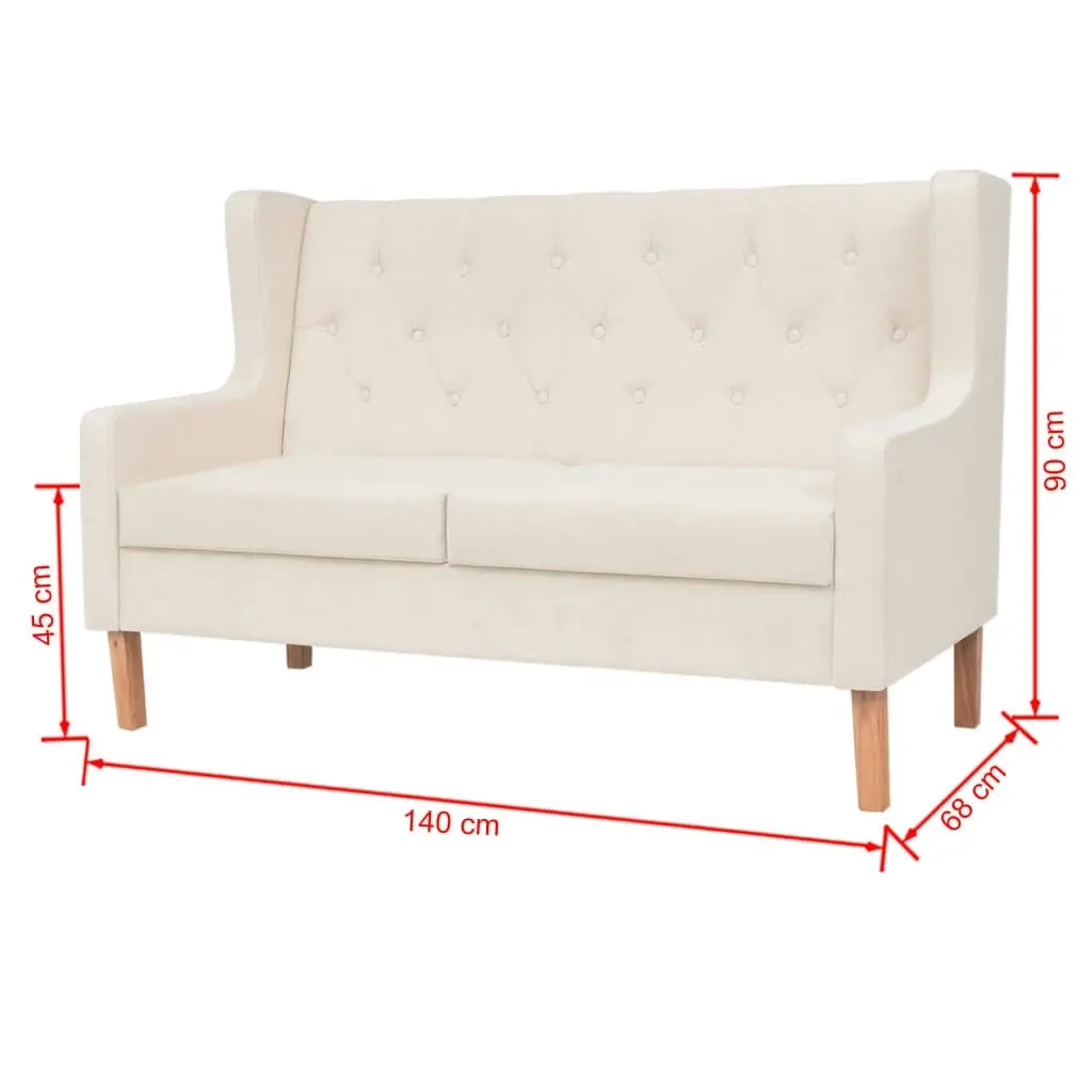 2-Seater Sofa Fabric Cream White 245450