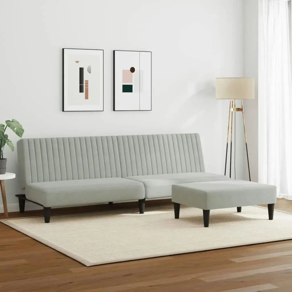 2 Piece Sofa Set Light Grey Velvet 3216274