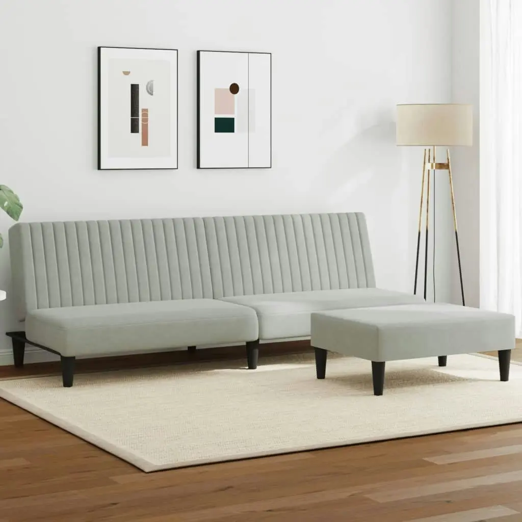 2 Piece Sofa Set Light Grey Velvet 3216274