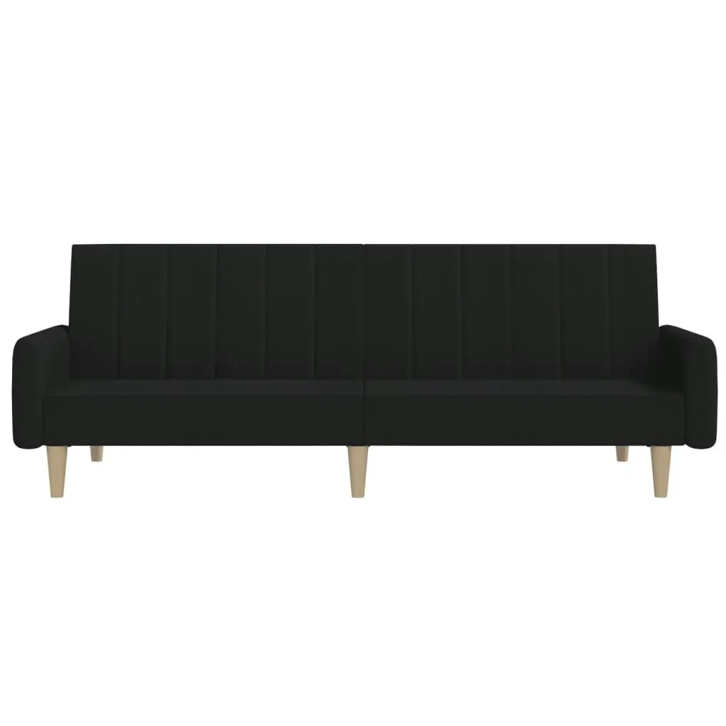 2-Seater Sofa Bed Black Fabric 375854