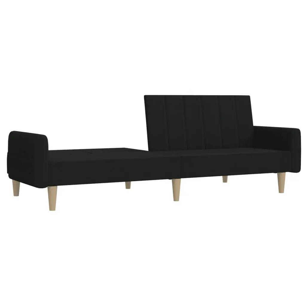 2-Seater Sofa Bed Black Fabric 375854