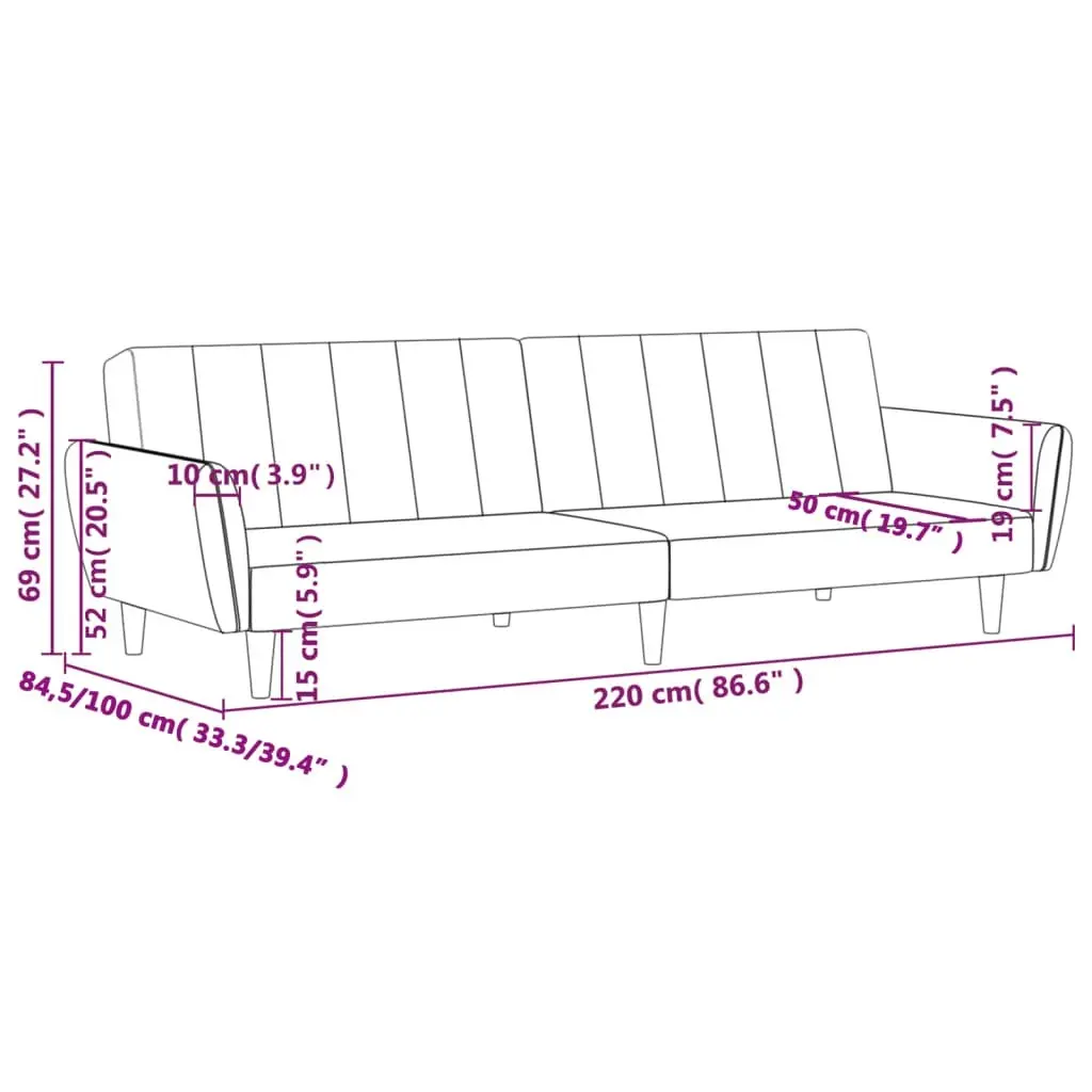 2-Seater Sofa Bed Black Fabric 375854