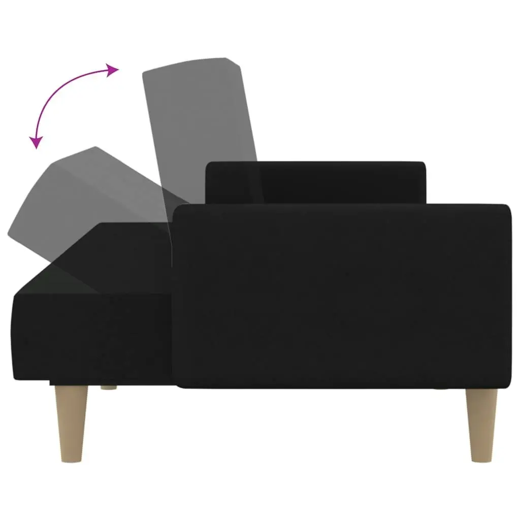 2-Seater Sofa Bed Black Fabric 375854