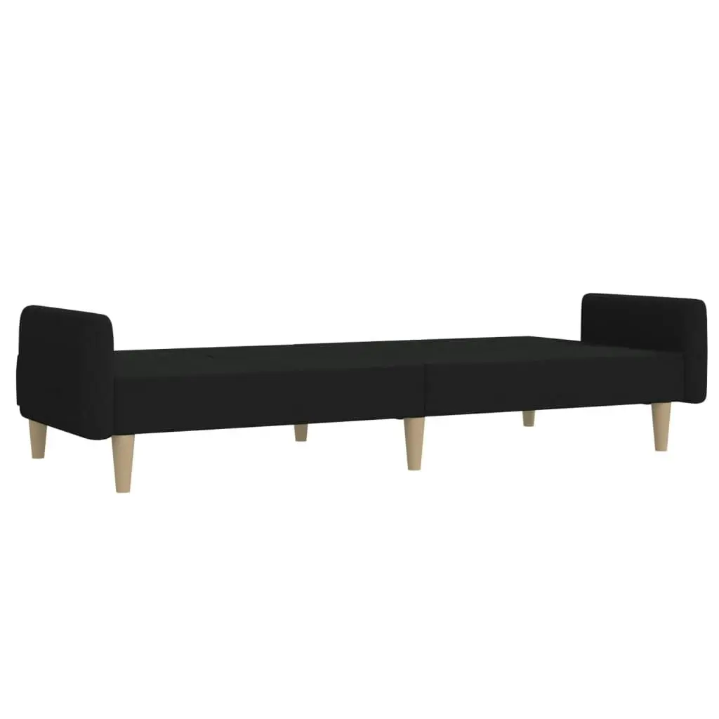 2-Seater Sofa Bed Black Fabric 375854