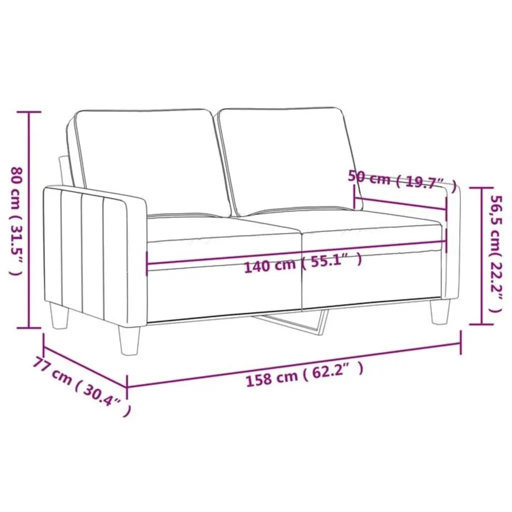 2-Seater Sofa Light Grey 140 cm Fabric 359163