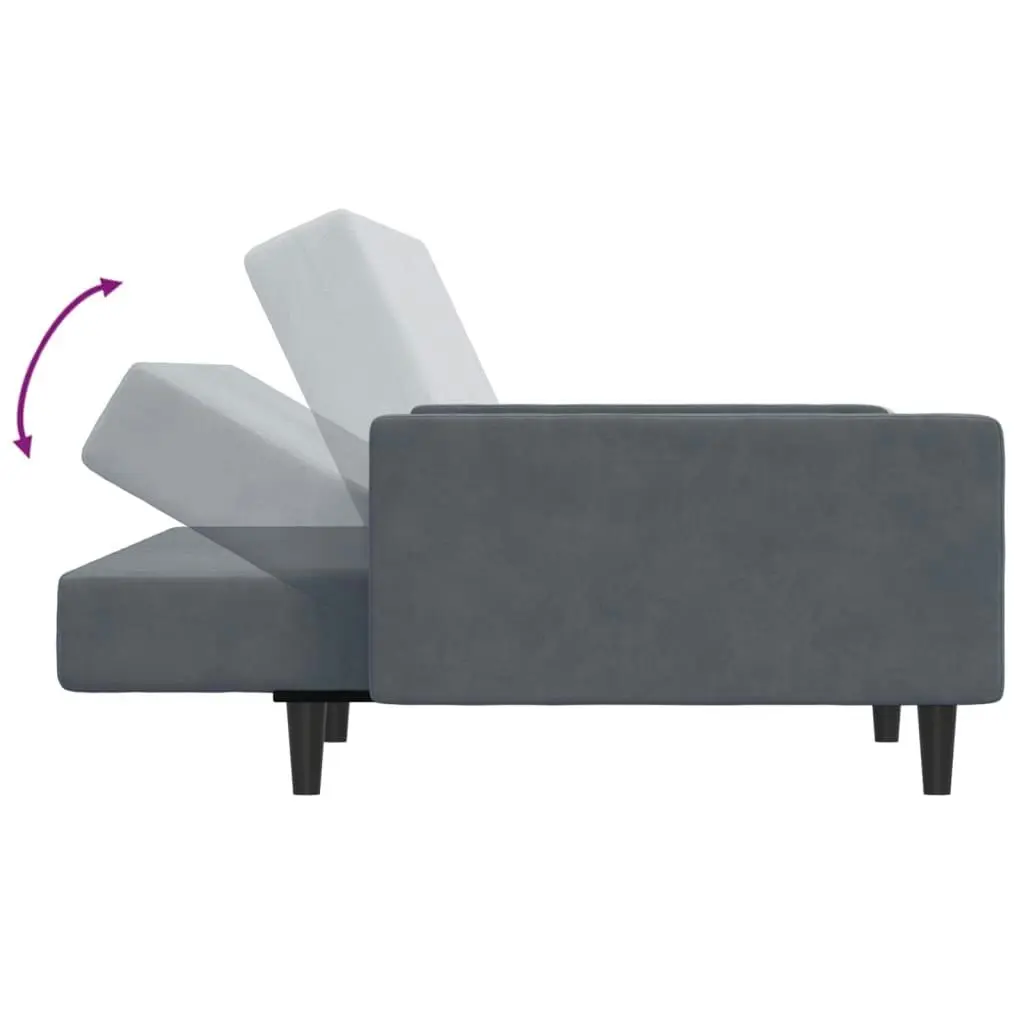 2-Seater Sofa Bed with Footstool Dark Grey Velvet 3216237