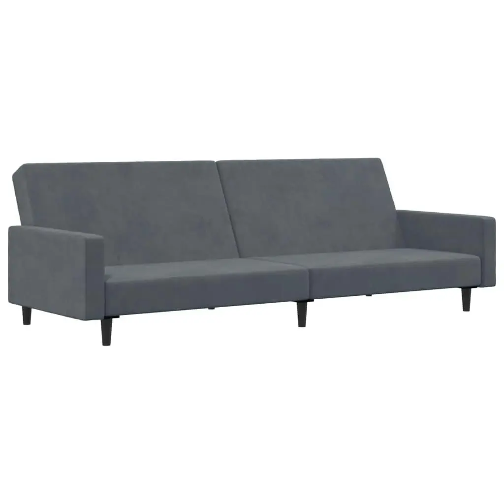 2-Seater Sofa Bed with Footstool Dark Grey Velvet 3216237