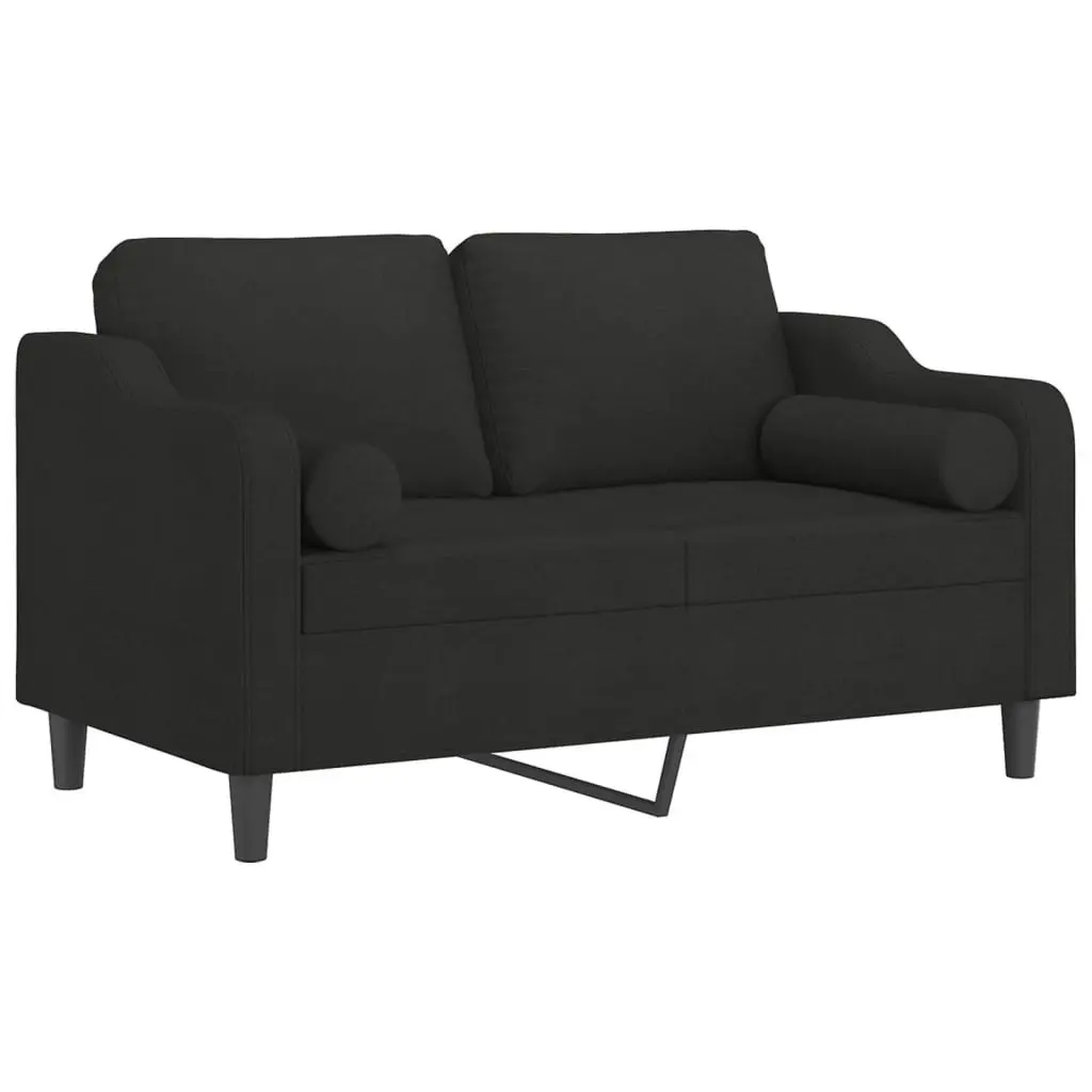 2-Seater Sofa with Throw Pillows Black 120 cm Fabric 3200841