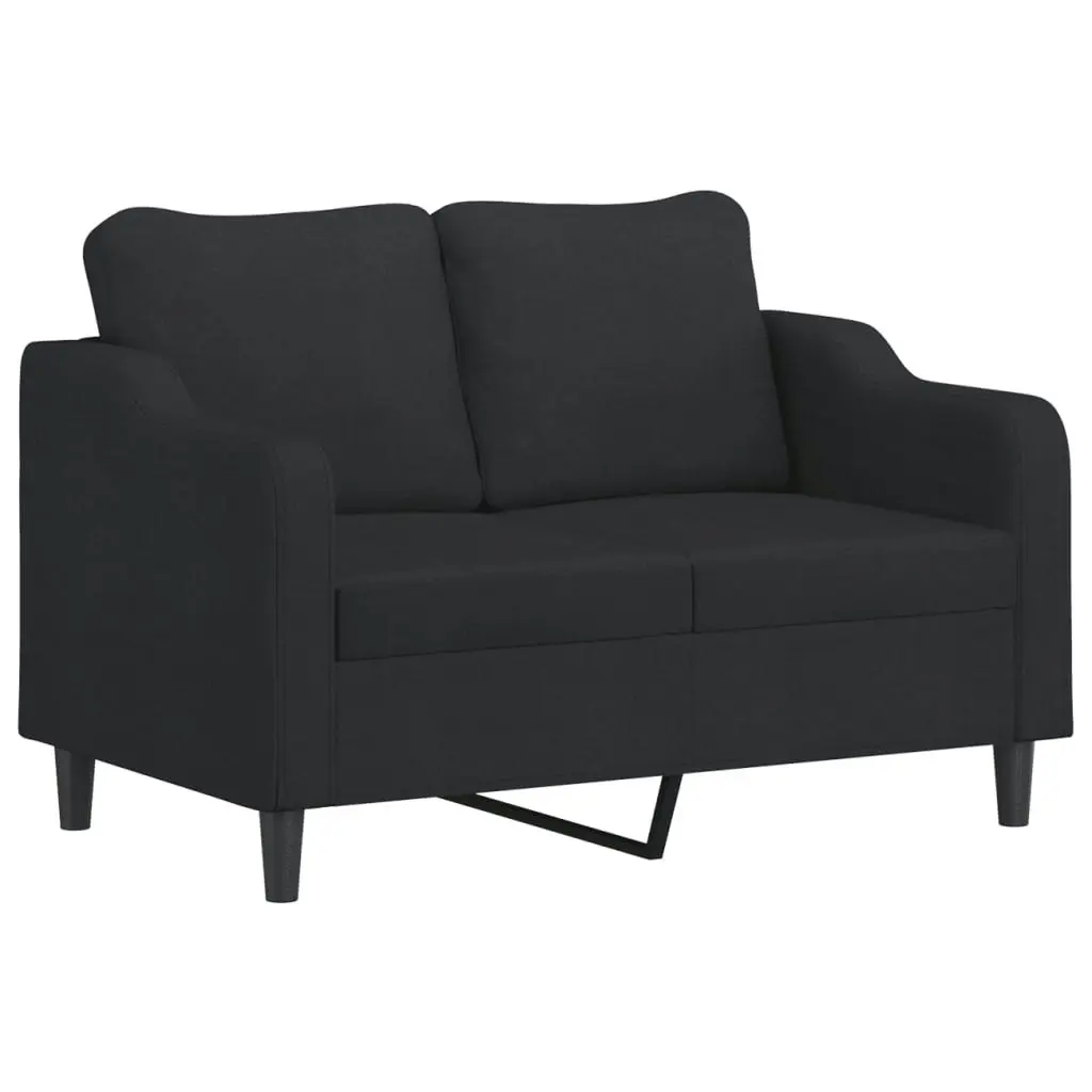 2-Seater Sofa with Throw Pillows Black 120 cm Fabric 3200841