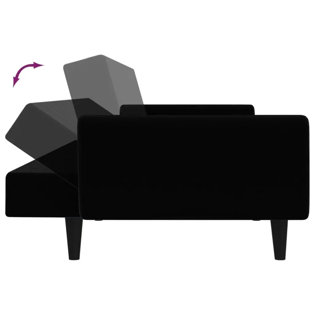 2-Seater Sofa Bed Black Velvet 375863