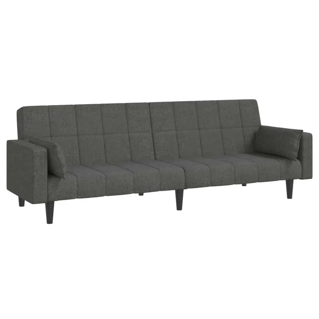 2-Seater Sofa Bed with Two Pillows Dark Grey Fabric 375834