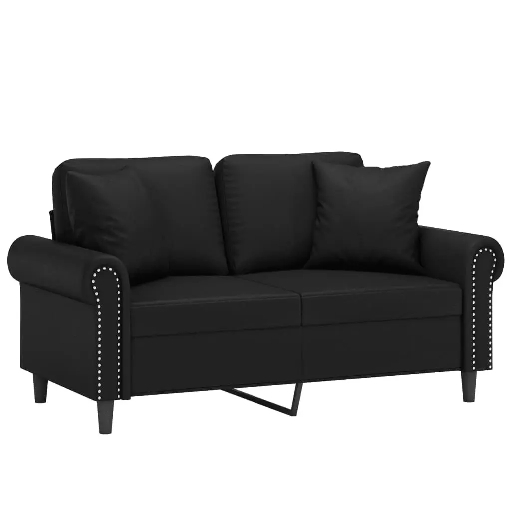 2-Seater Sofa with Throw Pillows Black 120 cm Faux Leather 3200925