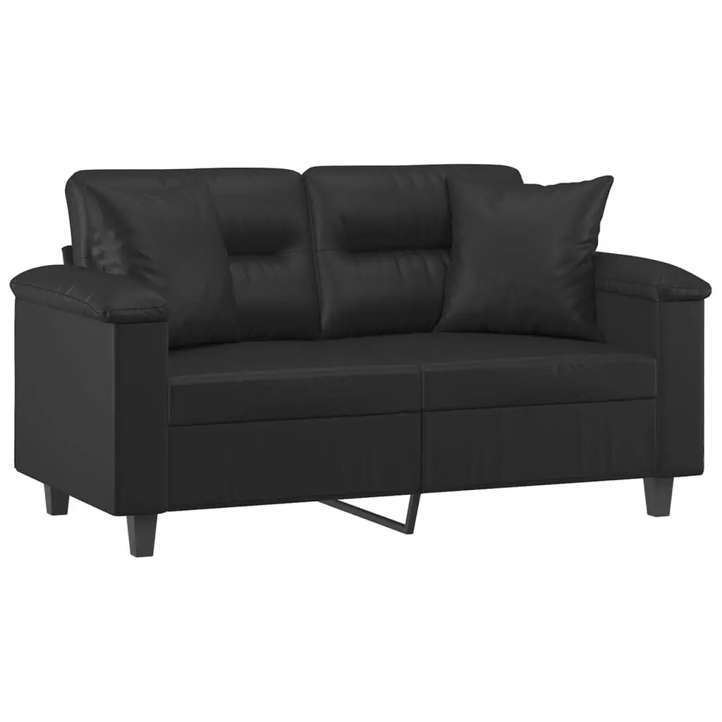 2-Seater Sofa with Throw Pillows Black 120 cm Faux Leather 3200983