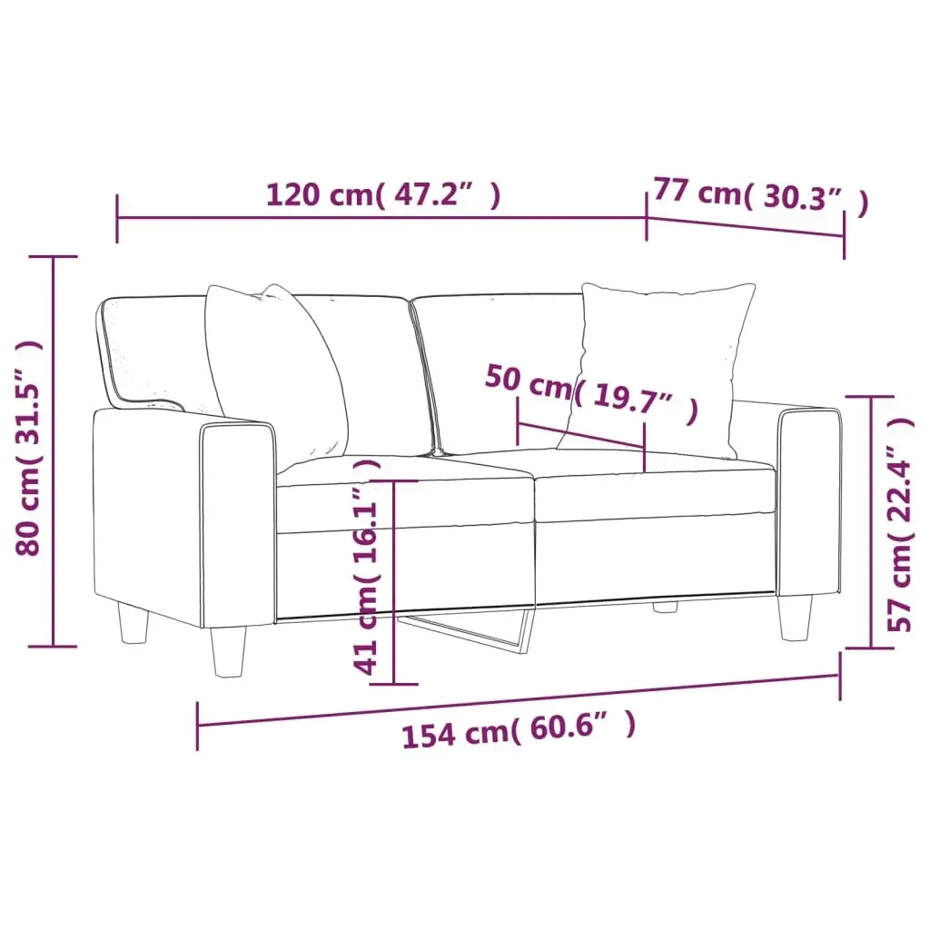 2-Seater Sofa with Throw Pillows Cappuccino 120 cm Faux Leather 3200865