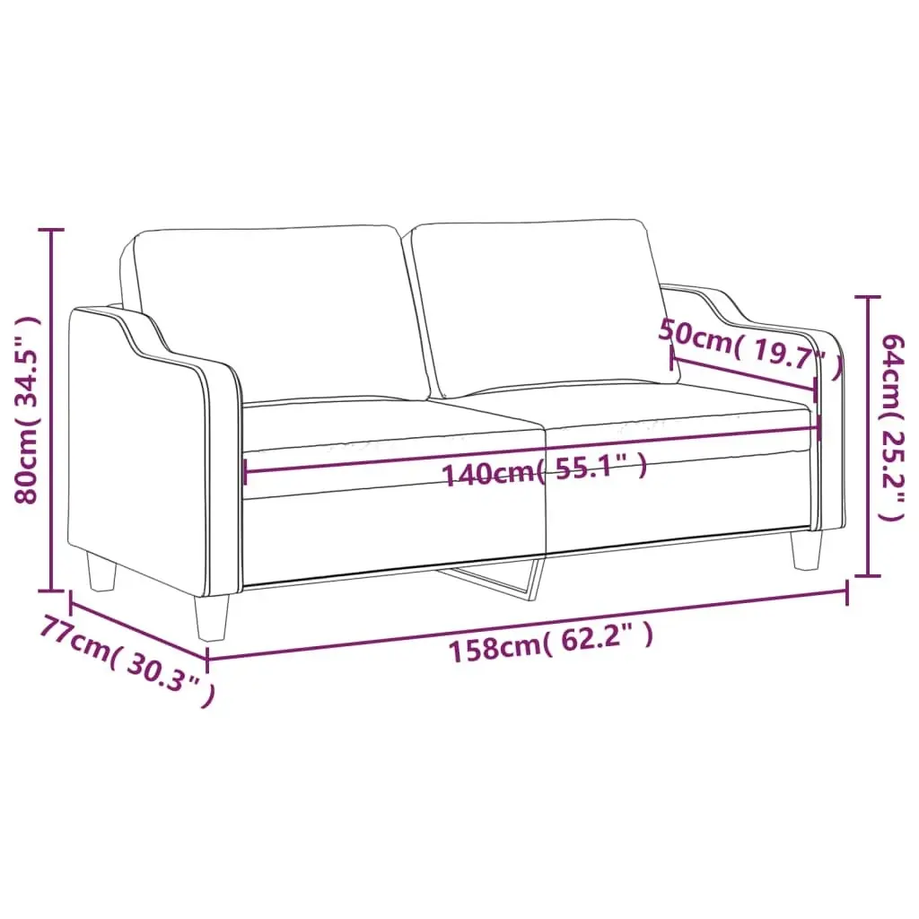 2-Seater Sofa Dark Grey 140 cm Fabric 359360