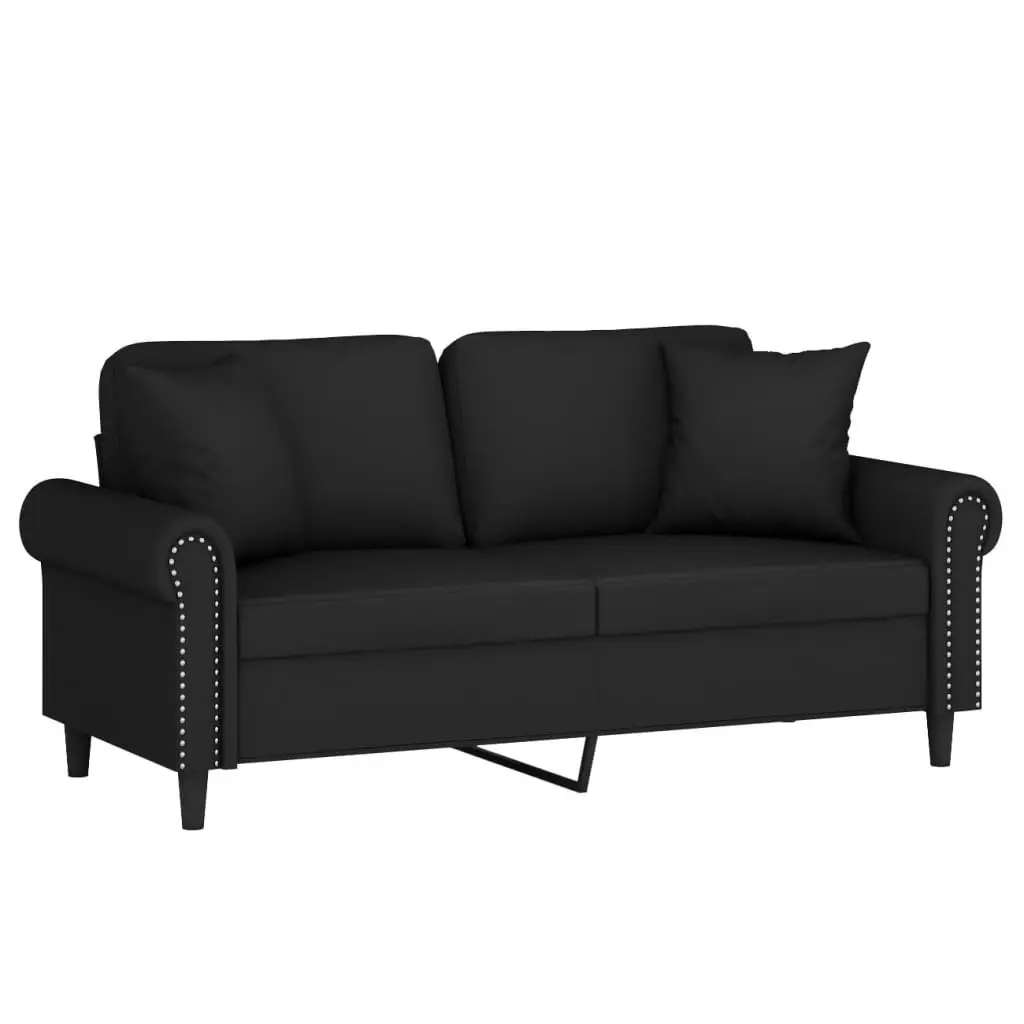 2-Seater Sofa with Throw Pillows Black 140 cm Velvet 3200950