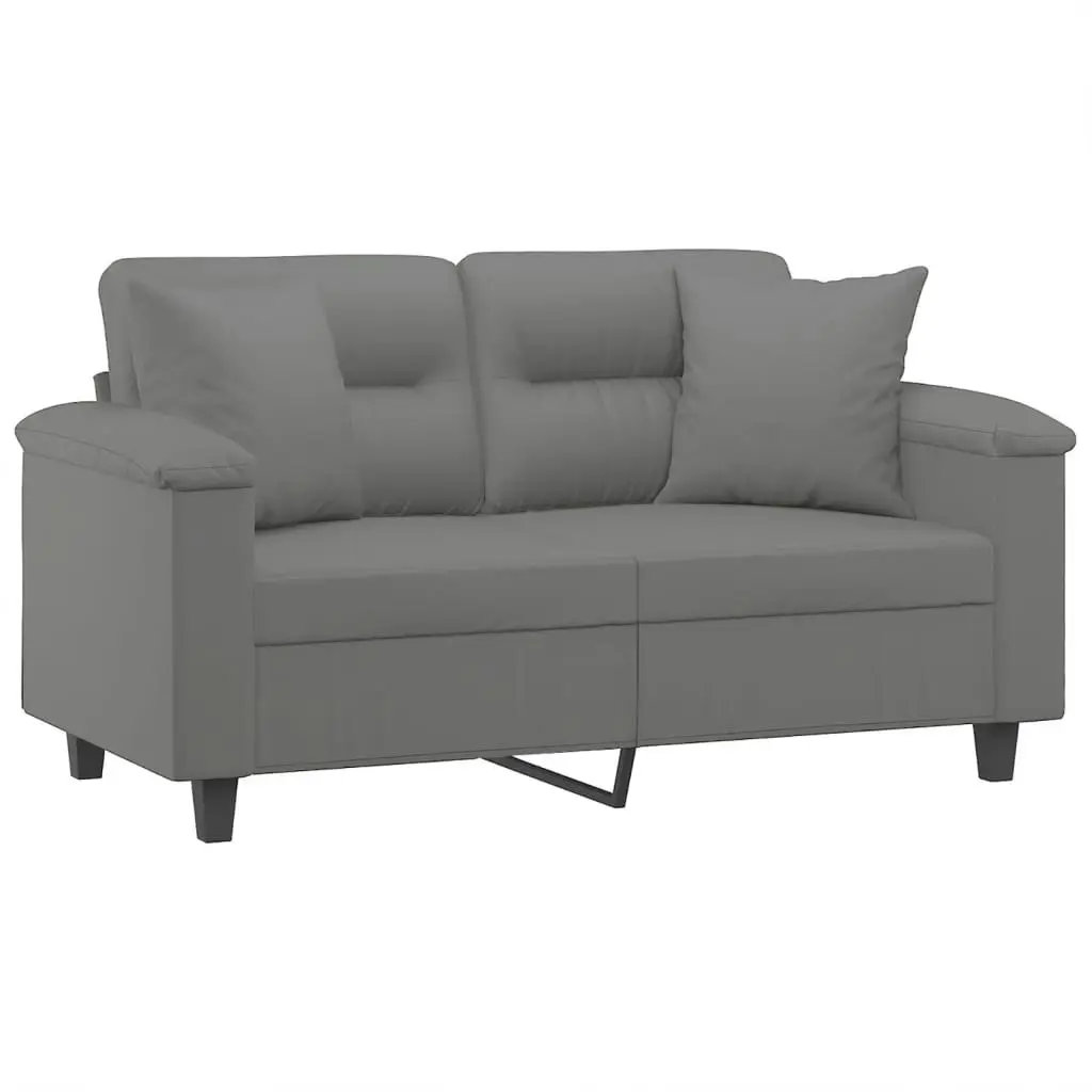 2-Seater Sofa with Pillows Dark Grey 120 cm Microfibre Fabric 3200967